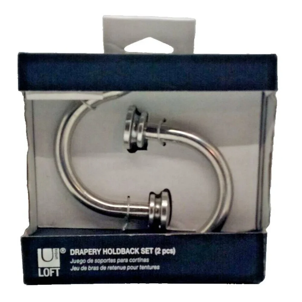 Umbra Loft Knob Drapery - 2 Piece Holdback Set -Brushed Nickel 028295239929- New